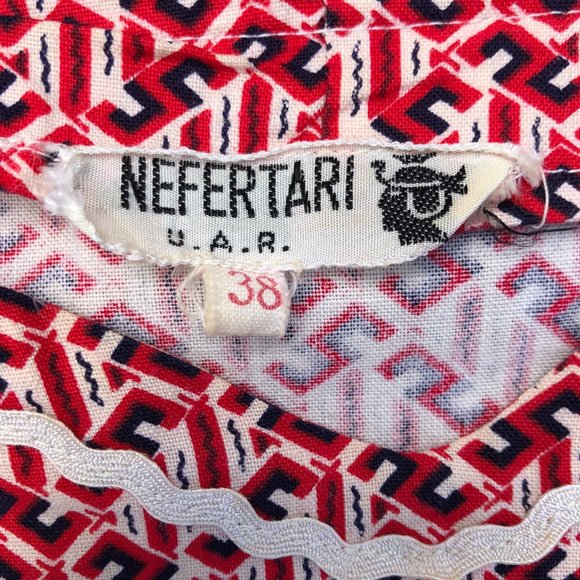 Vtg 60s UAR Egyptian Prairie Cottage Core Patterned Ruffle Maxi Dress Nefertari - Picture 12 of 16